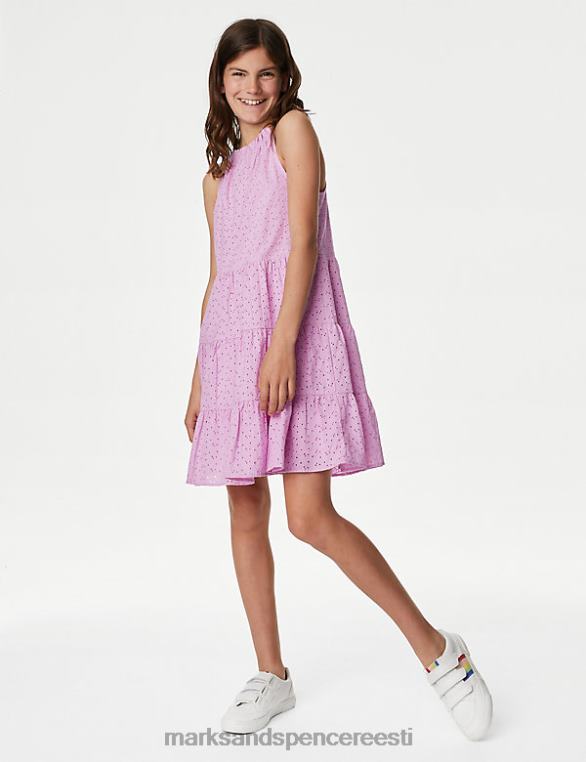 Riietus ee Marks & Spencer lapsed puhtast puuvillast broderie kleit roosa NZTRN9700