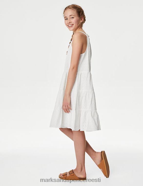 Riietus ee Marks & Spencer lapsed puhtast puuvillast broderie kleit valge NZTRN9699