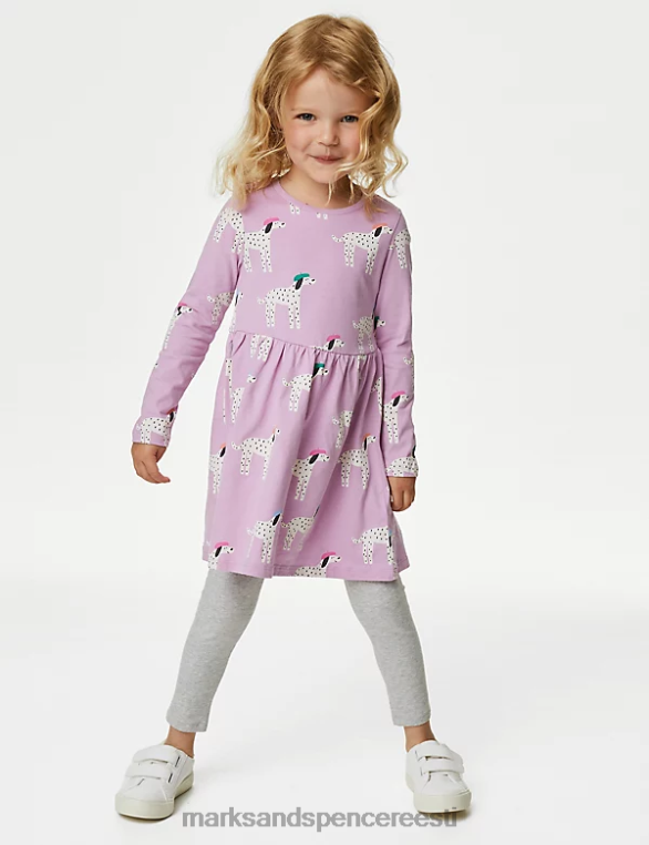 Riietus ee Marks & Spencer lapsed puhtast puuvillast dalmaatsia kleit roosa NZTRN8763