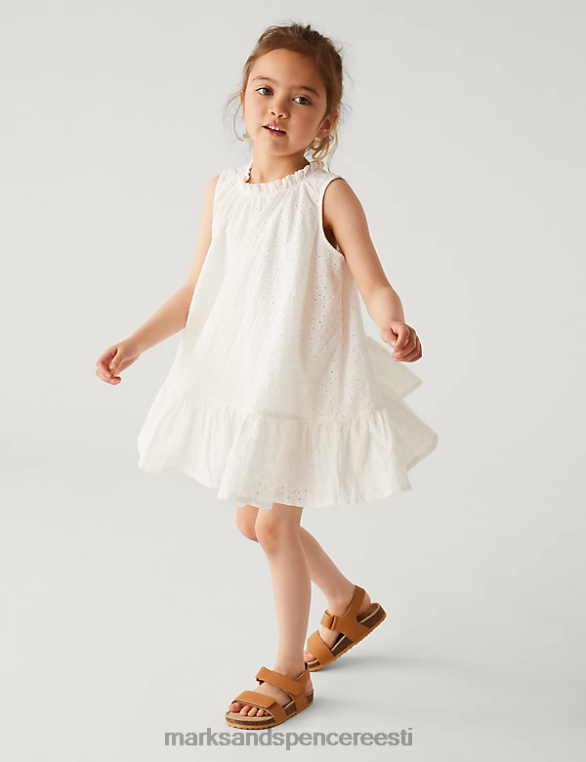 Riietus ee Marks & Spencer lapsed puhtast puuvillast kleit koos scrunchiega elevandiluust NZTRN9524