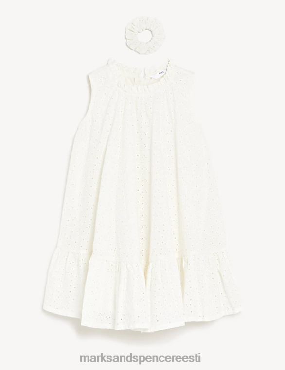 Riietus ee Marks & Spencer lapsed puhtast puuvillast kleit koos scrunchiega elevandiluust NZTRN9524