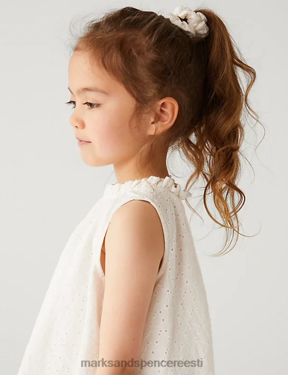 Riietus ee Marks & Spencer lapsed puhtast puuvillast kleit koos scrunchiega elevandiluust NZTRN9524