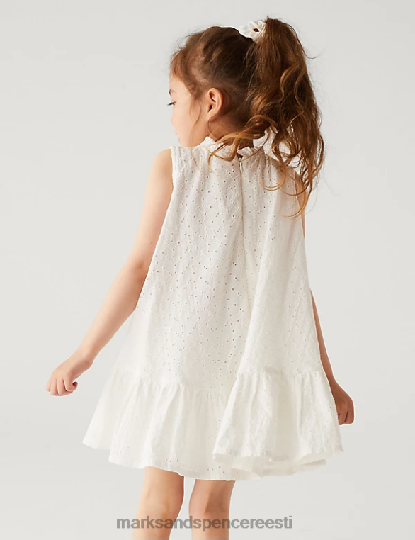 Riietus ee Marks & Spencer lapsed puhtast puuvillast kleit koos scrunchiega elevandiluust NZTRN9524