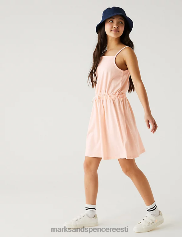 Riietus ee Marks & Spencer lapsed puhtast puuvillast kleit virsik NZTRN9863