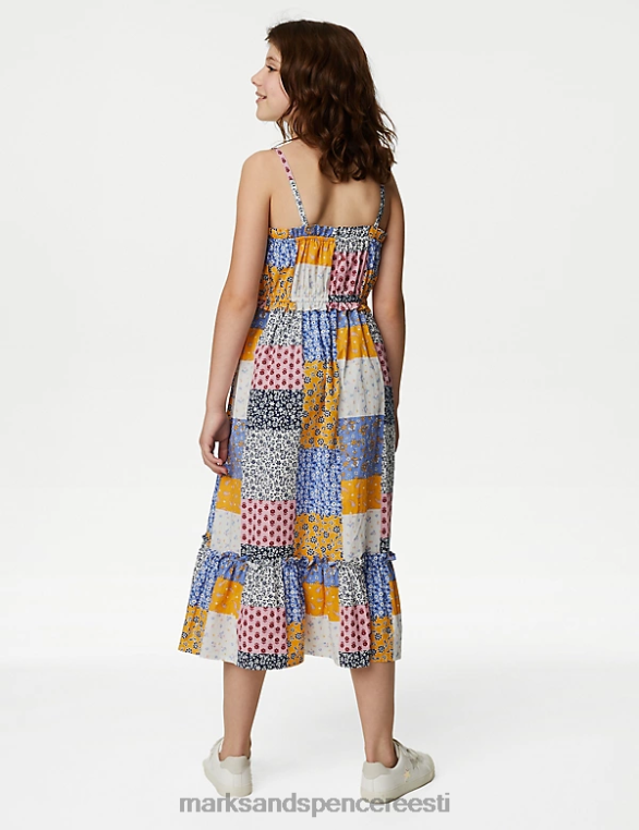 Riietus ee Marks & Spencer lapsed puhtast puuvillast lapitehnikas mustriga kleit mitu NZTRN9162