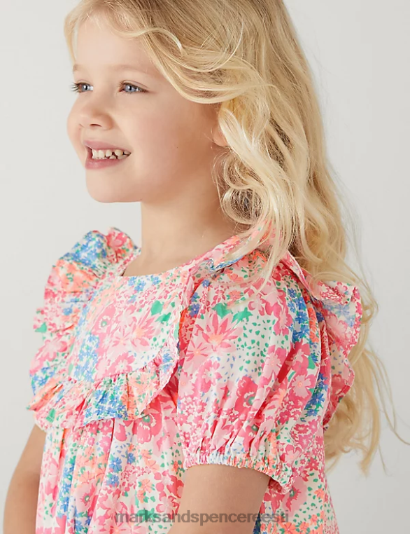 Riietus ee Marks & Spencer lapsed puhtast puuvillast lilleline sats kleit mitu NZTRN8942