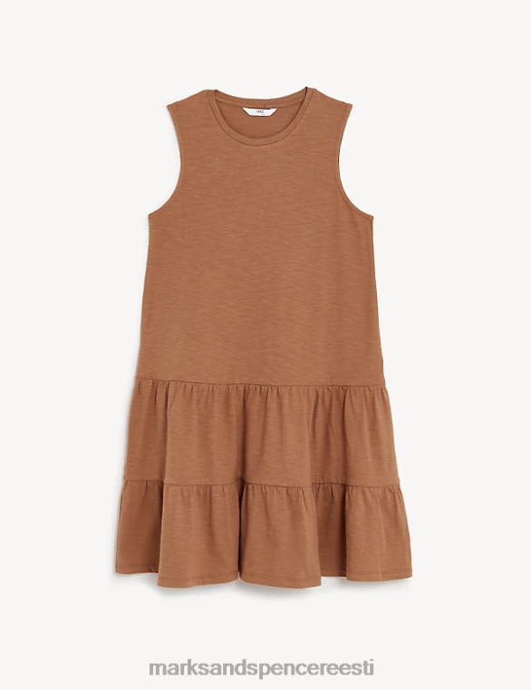 Riietus ee Marks & Spencer lapsed puhtast puuvillast mitmetasandiline kleit pruun NZTRN9955