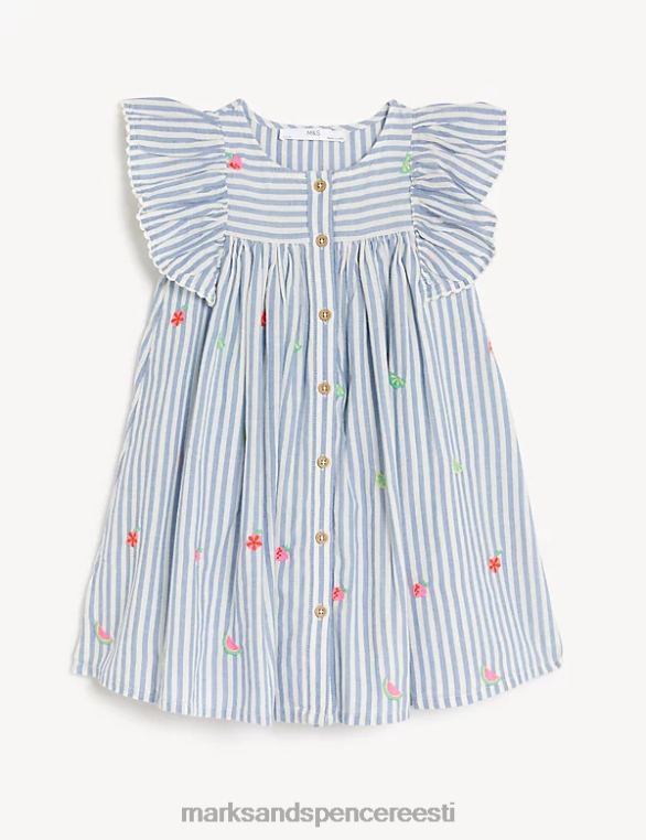 Riietus ee Marks & Spencer lapsed puhtast puuvillast triibuline kleit mitu NZTRN9105