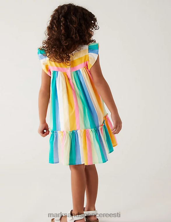 Riietus ee Marks & Spencer lapsed puhtast puuvillast triibuline kleit mitu NZTRN9579