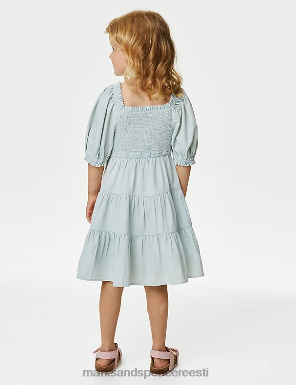 Riietus ee Marks & Spencer lapsed puhtast puuvillast volditud astmeline kleit chambray NZTRN9009