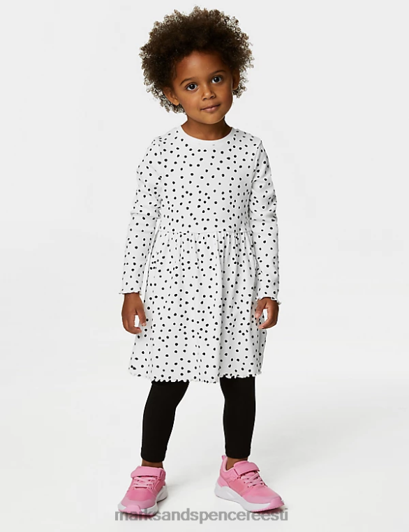 Riietus ee Marks & Spencer lapsed puuvillane laiguline kleit valge NZTRN8845
