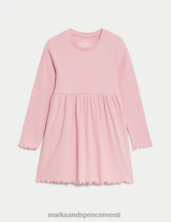 Riietus ee Marks & Spencer lapsed puuvillase rikkaliku soonikuga kleit roosa NZTRN9110