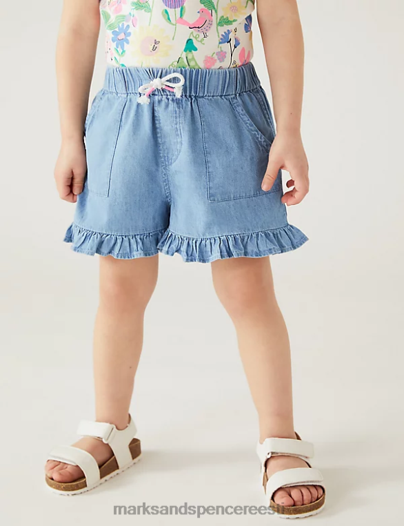 Riietus ee Marks & Spencer lapsed puhtast puuvillast chambray frillpüksid denim NZTRN9398