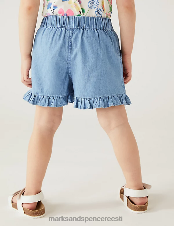Riietus ee Marks & Spencer lapsed puhtast puuvillast chambray frillpüksid denim NZTRN9398