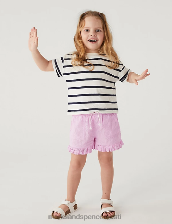Riietus ee Marks & Spencer lapsed puhtast puuvillast frillpüksid lilla NZTRN9785