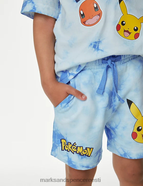 Riietus ee Marks & Spencer lapsed puhtast puuvillast pokemoni lipsuvärvi lühikesed püksid sinine segu NZTRN8061
