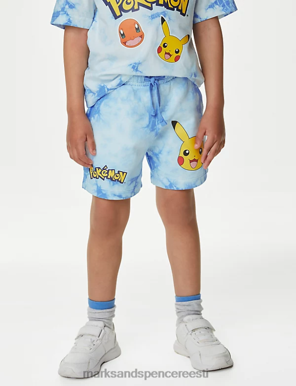 Riietus ee Marks & Spencer lapsed puhtast puuvillast pokemoni lipsuvärvi lühikesed püksid sinine segu NZTRN8061