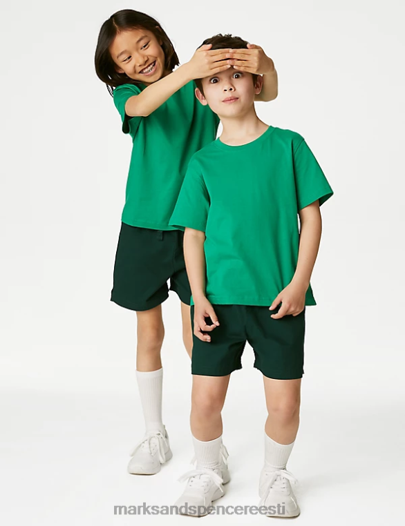 Riietus ee Marks & Spencer lapsed puhtast puuvillast spordipüksid pudel roheline NZTRN8410