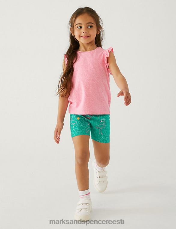 Riietus ee Marks & Spencer lapsed puuvillase flamingo mustriga rattapüksid roheline NZTRN9594