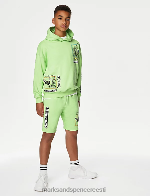 Riietus ee Marks & Spencer lapsed puuvillased minecrafti lühikesed püksid roheline NZTRN8419