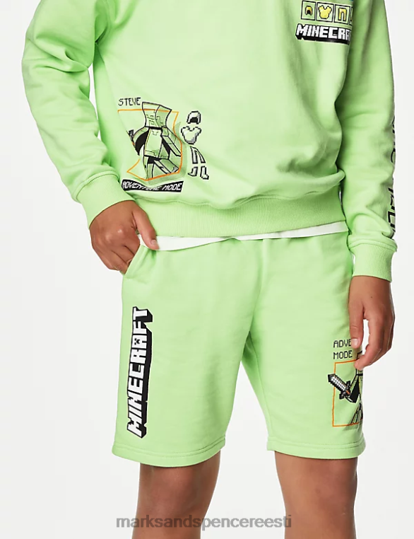Riietus ee Marks & Spencer lapsed puuvillased minecrafti lühikesed püksid roheline NZTRN8419