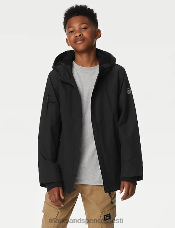 Riietus ee Marks & Spencer lapsed tormirõivad kapuutsiga anorak must NZTRN8116