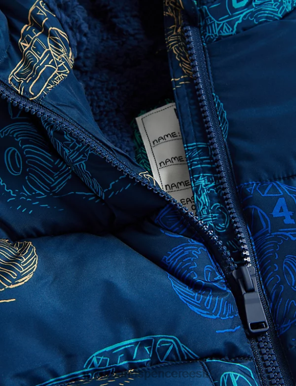 Riietus ee Marks & Spencer lapsed tormirõivaste trükitud polsterdatud mantel mereväe segu NZTRN7824