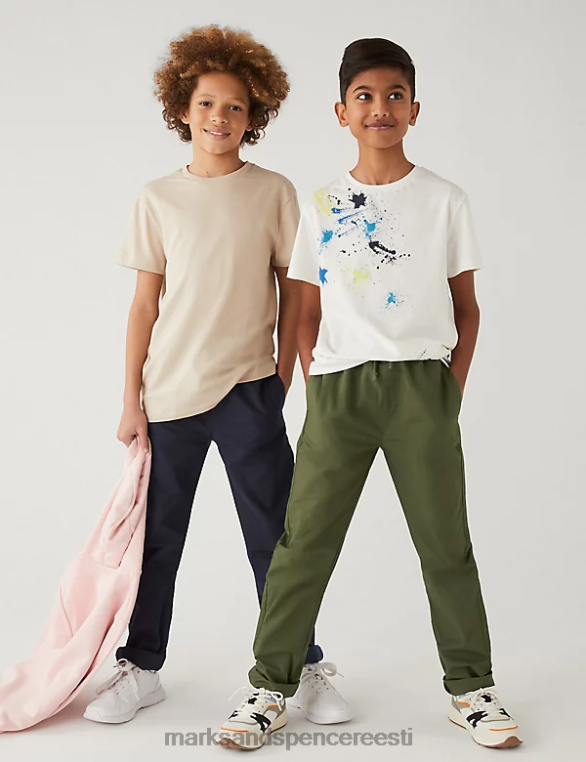 Riietus ee Marks & Spencer lapsed 2pk puhtast puuvillast ripstop püksid khaki segu NZTRN8387