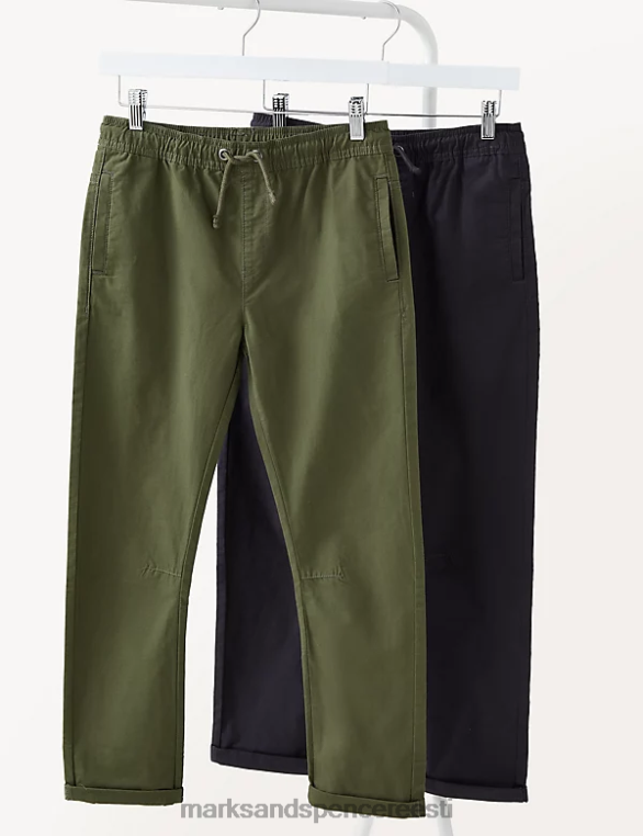 Riietus ee Marks & Spencer lapsed 2pk puhtast puuvillast ripstop püksid khaki segu NZTRN8387