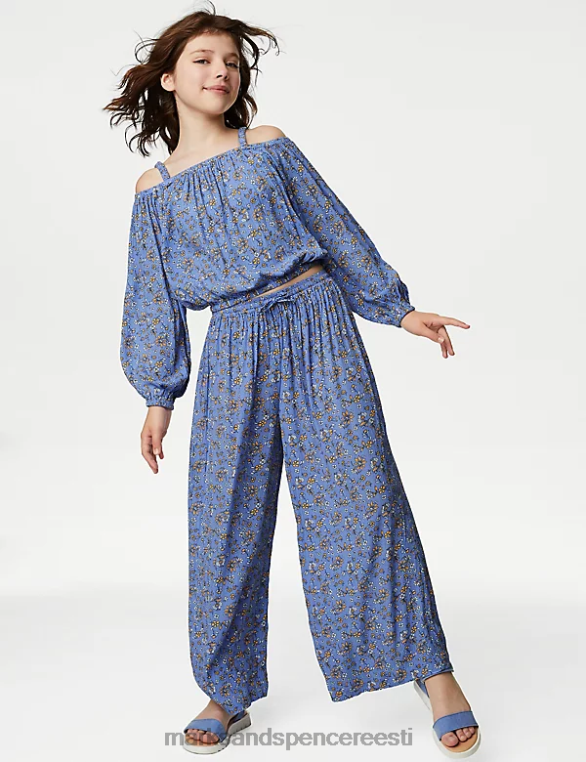 Riietus ee Marks & Spencer lapsed lillelised püksid sinine segu NZTRN9241