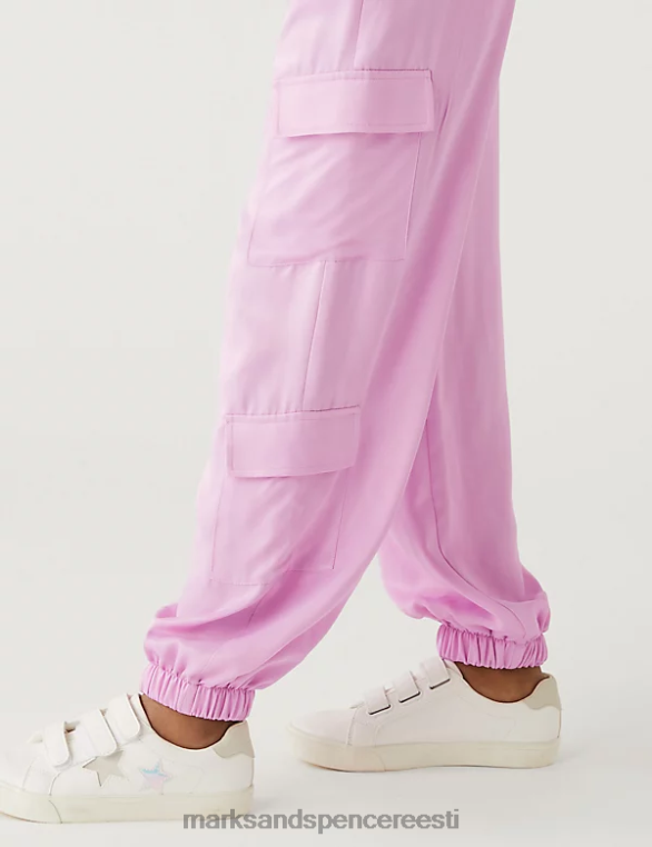 Riietus ee Marks & Spencer lapsed satiinist cargo püksid pehme roosa NZTRN9293