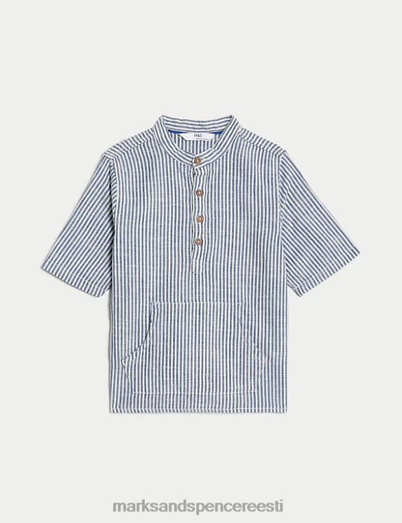 Riietus ee Marks & Spencer lapsed puhta puuvillase triibuline särk sinine segu NZTRN7975
