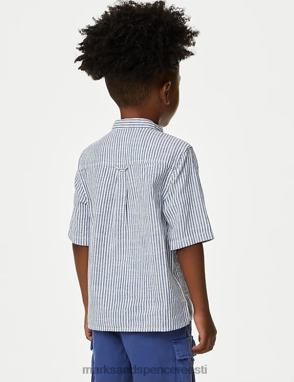 Riietus ee Marks & Spencer lapsed puhta puuvillase triibuline särk sinine segu NZTRN7975