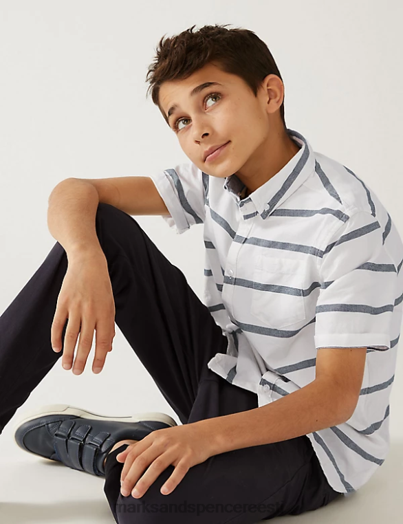 Riietus ee Marks & Spencer lapsed puhta puuvillase triibuline särk valge segu NZTRN8560