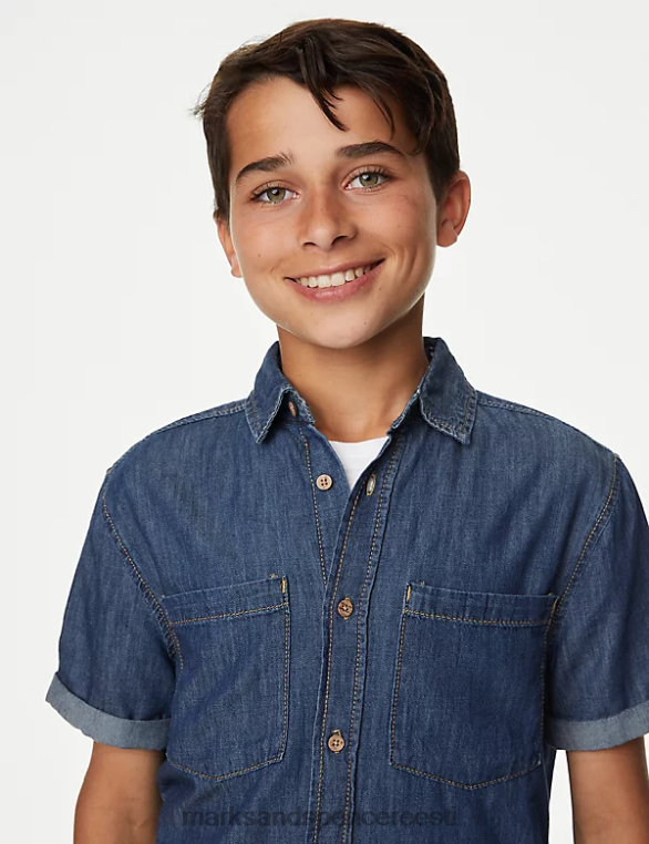 Riietus ee Marks & Spencer lapsed puhtast puuvillast teksasärk tume denim NZTRN8673