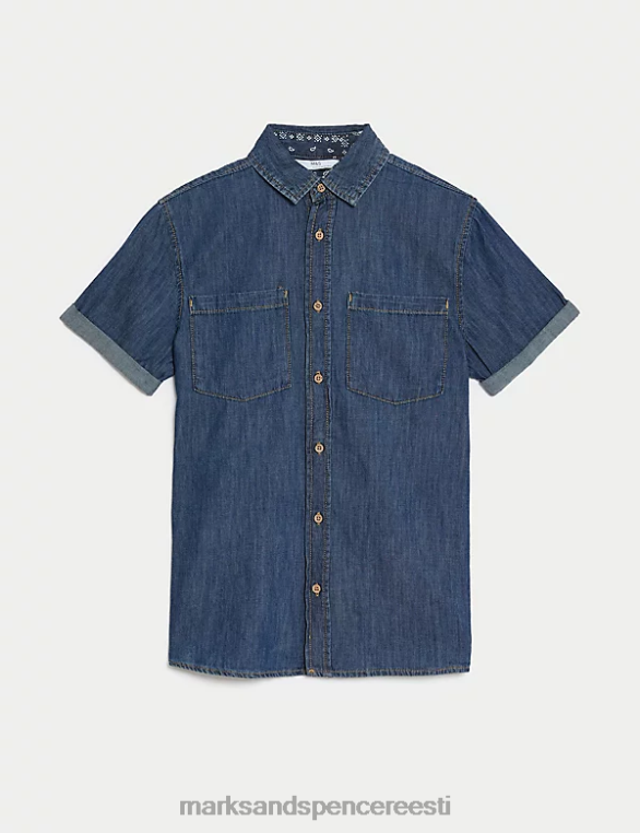 Riietus ee Marks & Spencer lapsed puhtast puuvillast teksasärk tume denim NZTRN8673