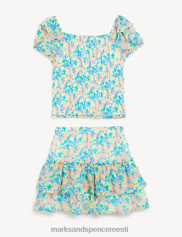 Riietus ee Marks & Spencer lapsed lilleline topp ja seelik sinine segu NZTRN9433