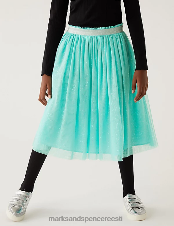 Riietus ee Marks & Spencer lapsed midi tülli sädelev seelik aqua NZTRN9789