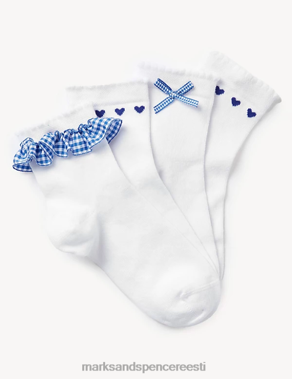 Riietus ee Marks & Spencer lapsed 4 tk puuvillased koolisokid sinine segu NZTRN9885