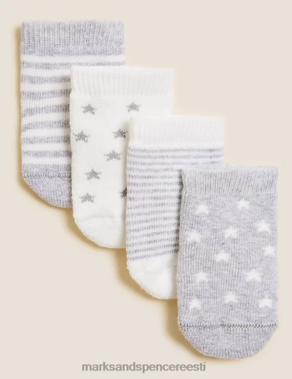 Riietus ee Marks & Spencer lapsed 4pk puuvillased frotee sokid hall segu NZTRN8113
