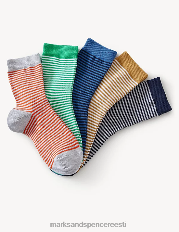 Riietus ee Marks & Spencer lapsed 5pk puuvillased rikkalikud triibulised sokid mitu NZTRN7835