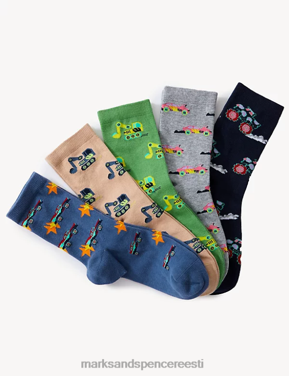 Riietus ee Marks & Spencer lapsed 5pk puuvillased transpordisokid mitu NZTRN7832