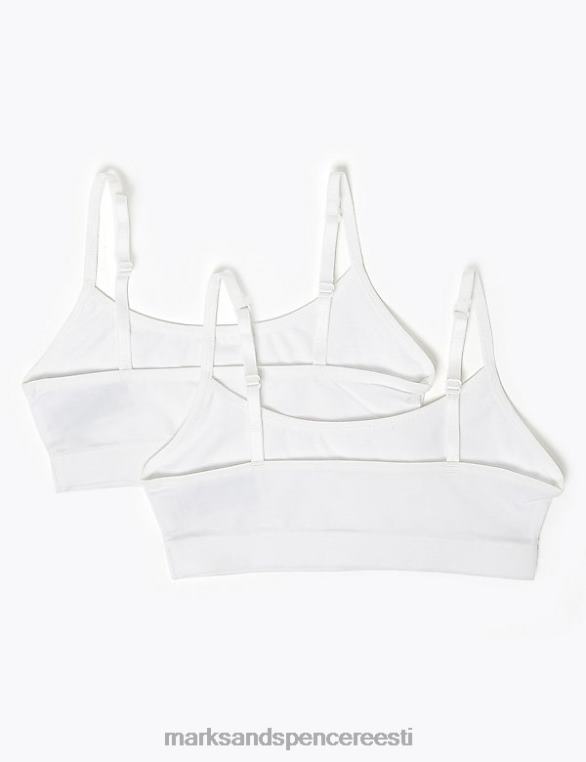 Riietus ee Marks & Spencer lapsed 2pk flexifit puuvillased crop topsid valge NZTRN4408