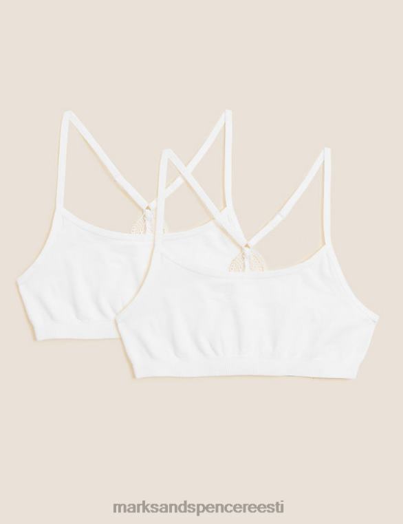 Riietus ee Marks & Spencer lapsed 2pk õmblusteta crop topid valge segu NZTRN9669