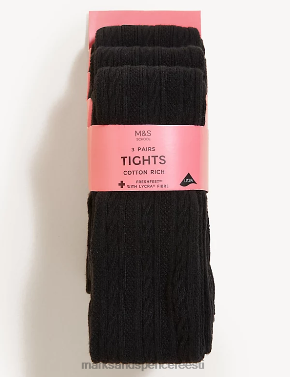 Riietus ee Marks & Spencer lapsed 3 tk trosskootud sukkpüksid must NZTRN9645
