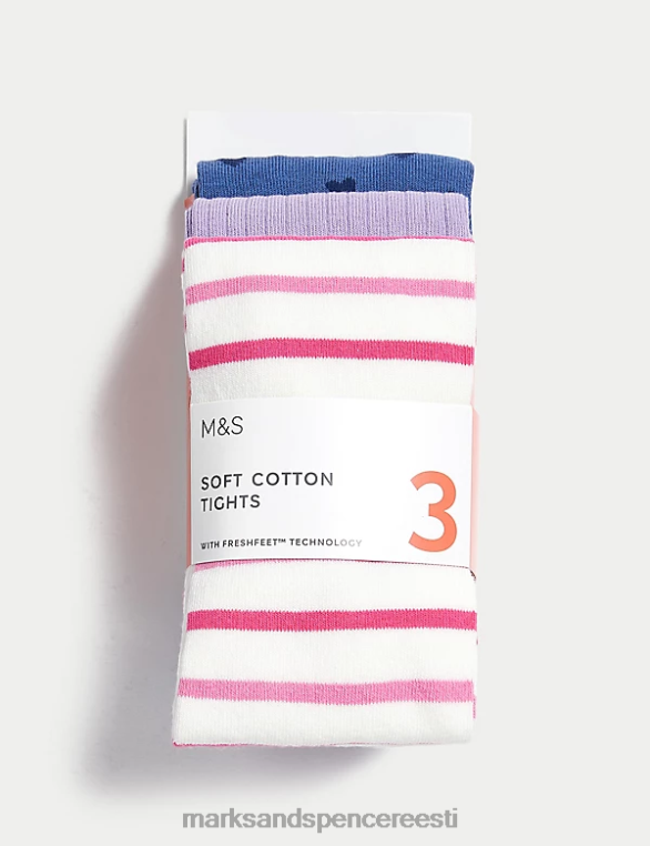 Riietus ee Marks & Spencer lapsed 3pk puuvillarikkad assortii sukkpüksid mitu NZTRN9008