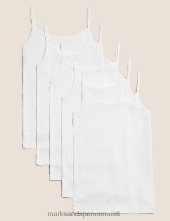Riietus ee Marks & Spencer lapsed 5 tk puhtast puuvillast kamisoolid valge NZTRN8779