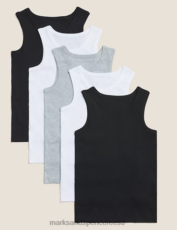 Riietus ee Marks & Spencer lapsed 5 tk puhtast puuvillast vestid must segu NZTRN7957