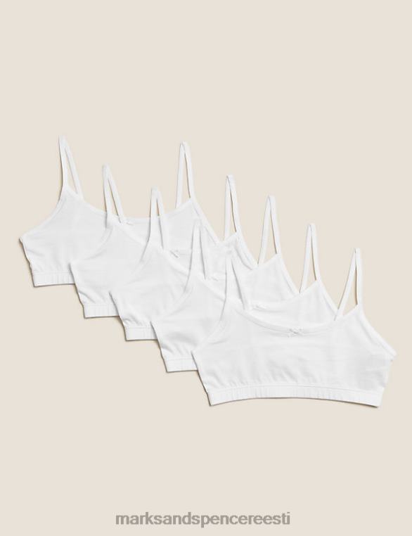 Riietus ee Marks & Spencer lapsed 5pk puuvillased crop topsid valge NZTRN9252