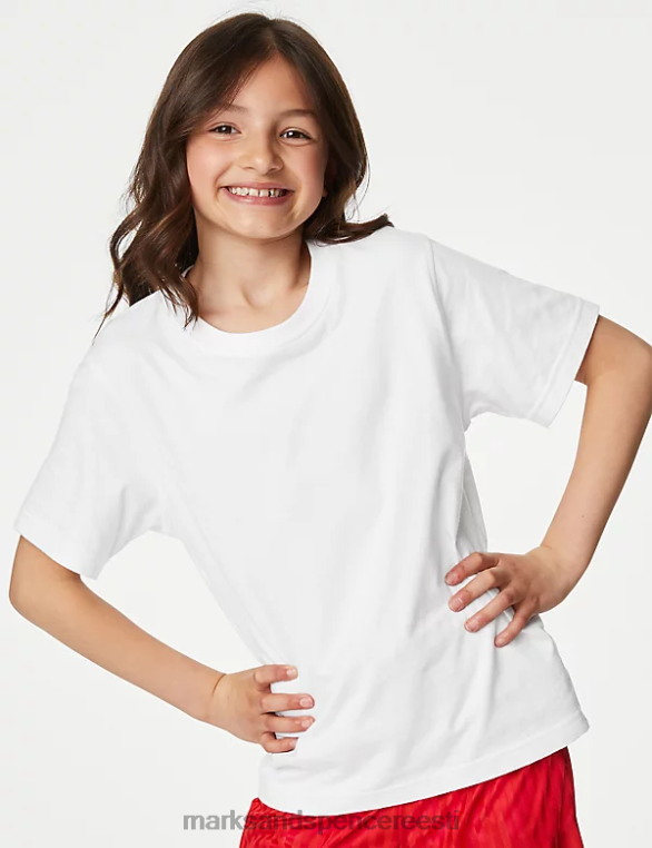 Riietus ee Marks & Spencer lapsed 2pk puhtast puuvillast kooli T-särgid valge NZTRN8554